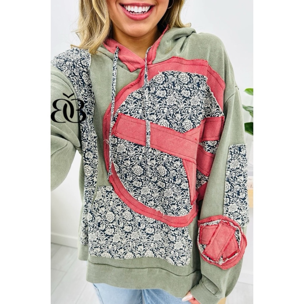 POL Olive Floral Peace Patch French Terry Sweatshirt - Picture 9 of 12